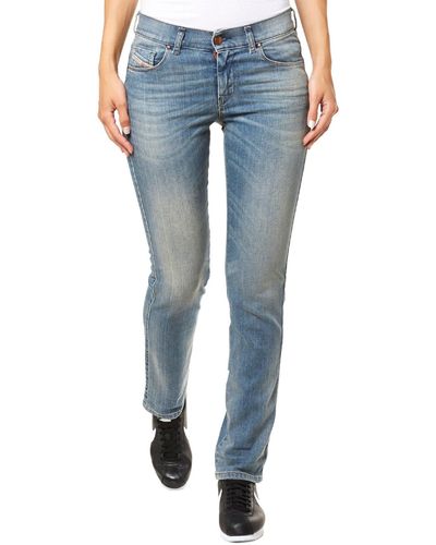 DIESEL Sandy 0675D Stretch Jeans Hose Slim Straight - Blau