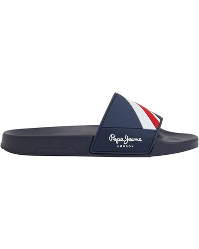 Pepe Jeans Slider Texture Slide Sandals - Blue