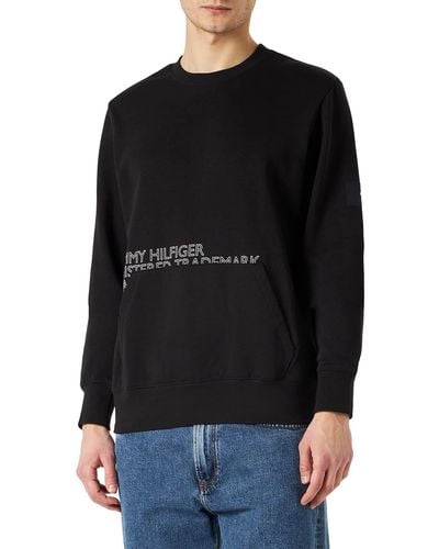 Tommy Hilfiger Badged Graphic Crewneck Sweatshirt Without Zip - Black