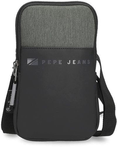 Pepe Jeans Jarvis Green Mobile Phone Shoulder Bag 10,5x18x2 Cm Polyester With Synthetic Leather Details - Grey