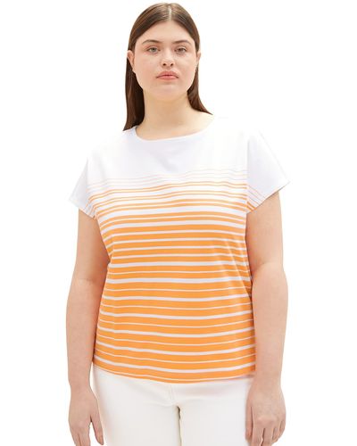 Tom Tailor 1035934 Plussize Loose Fit T-Shirt mit Streifen - Orange