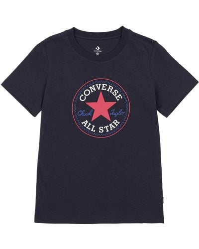 Converse Chuck Patch 10022560 T-shirt classique pour femme Noir - Bleu