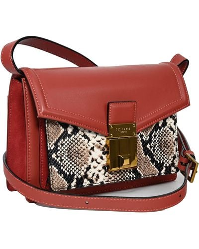 Ted Baker Kayless Luggage Lock Cross Body Bag Tan Leather - Red