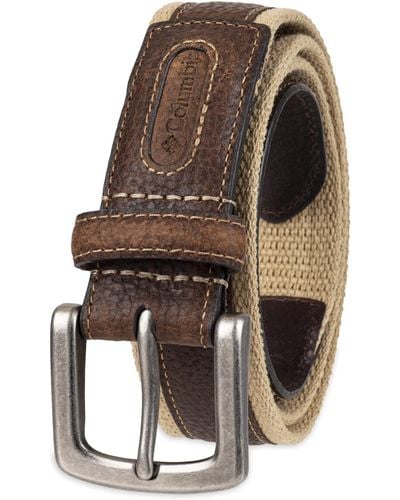 Columbia Trinity Logo Belt-casual Dress With Single Prong Buckle For Jeans Khakis - Brown