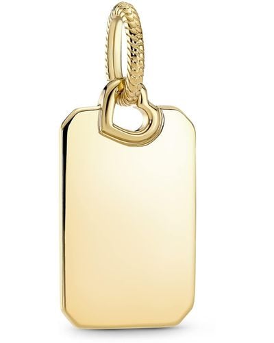 PANDORA Ciondolo rettangolare inciso in lega di metallo placcato oro 14 - Metallizzato