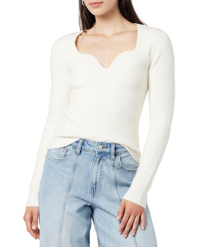 The Drop Preston Ribbed Sweetheart Jumper - White