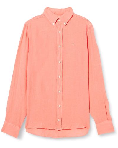 Hackett Garment Dyed Linen B Shirt - Pink