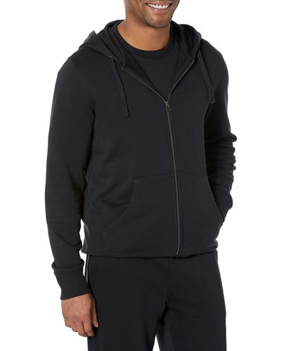 Amazon Essentials Leichtes langärmeliges Frottee-Sweatshirt mit Kapuze und Reißverschluss - Schwarz