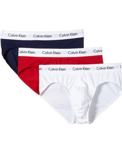 Calvin Klein 3p Hip Brief White(white/red Ginger/pyro Blue) Xs