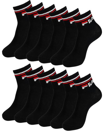 Fila Calza Lot de 6 paires de chaussettes de sport pour homme et femme - Noir