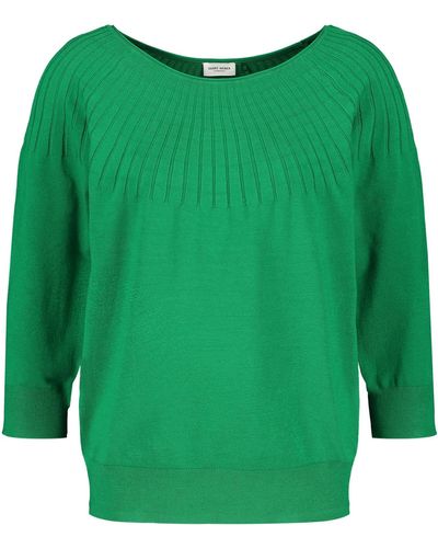 Gerry Weber 3/4-Arm-Pullover mit Strickmuster breite Rippenbündchen - Grün