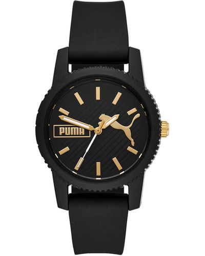 PUMA Vrouwen Ultrafresh Roestvrij Staal & Siliconen Quartz Horloge - Zwart