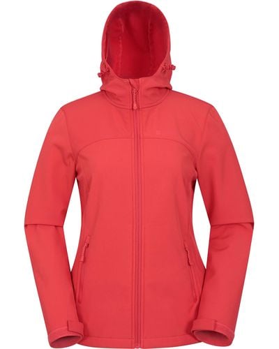 Mountain Warehouse Exodus Womens Softshell Jacket - Breathable, Adjustable, Water & Wind Resistant Ladies Rain Jacket - Best For - Red