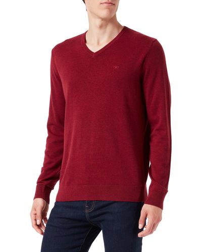 Tom Tailor 202212 Strickpullover V-ausschnitt Basic Pullover - Rot