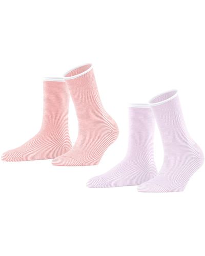 Esprit Falke Allover Stripe 2-pack Organic Cotton Thin Patterned Multipack 2 Pairs Socks - Pink
