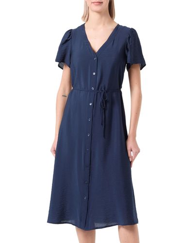 Vero Moda VMJOSIE SS Calf Shirt Dress WVN GA Keid - Blau