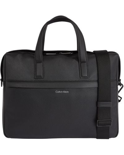 Calvin Klein Cartera para Portátil para Hombre Ck Must Laptop Bag de Piel Sintética - Negro