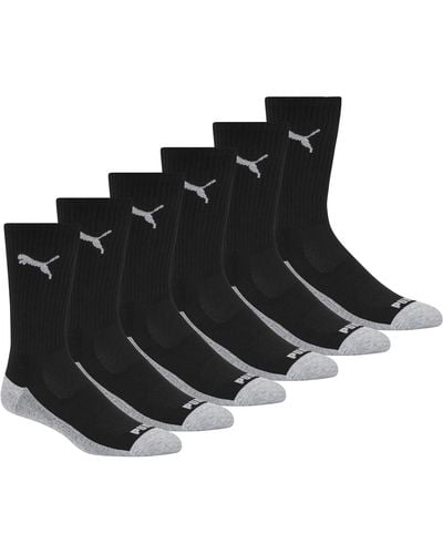 PUMA Mens 6 Pack Crew Socks - Black