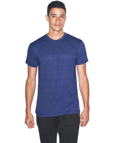 American Apparel Blend Crewneck Track Short Sleeve T-shirt - Usa Collection T - Blue