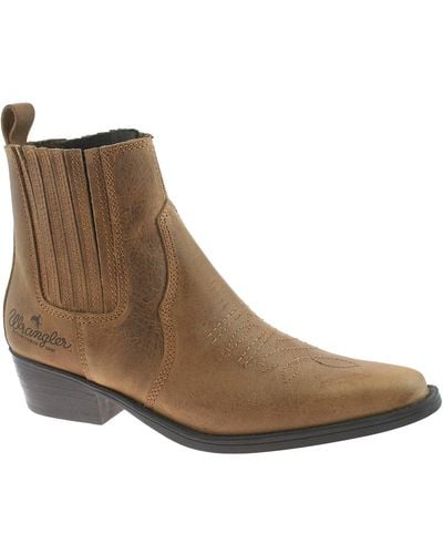 Wrangler S Leather Cowboy Boots Size Uk 7-12 Tex Mid Brown Wm122981k-uk 12 (eu 46)