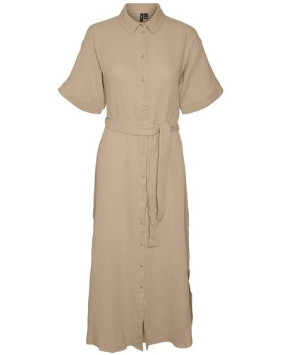 Vero Moda VMNATALI NIA 2/4 Calf Shirt Dress WVN Kleid - Natur