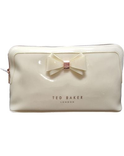 Ted Baker Abbie Curved Bow Large Washbag Toiletry Cosmetic Bag In Ivory - Black