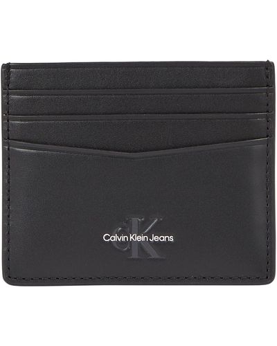 Calvin Klein Jeans Kartenetui Monogram Soft aus Leder - Schwarz