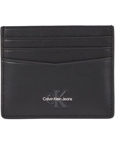 Calvin Klein Jeans Porta Carte Uomo Monogram Soft in Pelle - Nero