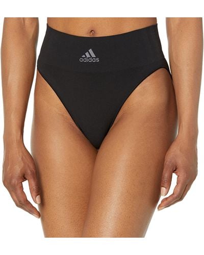 adidas Womens Seamless Hi-leg Panty Underwear Briefs - Black