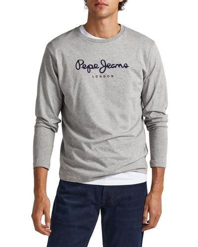 Pepe Jeans Eggo Long, T-shirt Homme - Gris