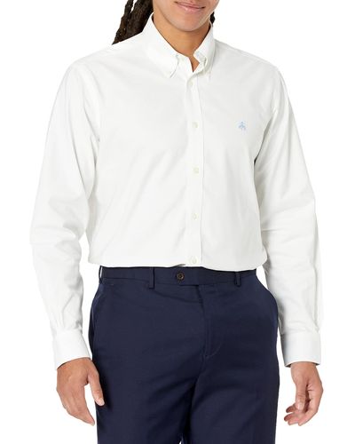 Brooks Brothers Non-iron Long Sleeve Button Down Stretch Oxford Sport Shirt - White
