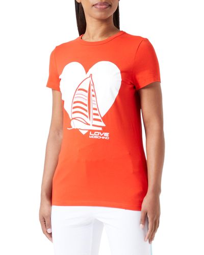 Love Moschino Maglietta a iche Corte Slim Fit T-Shirt - Arancione