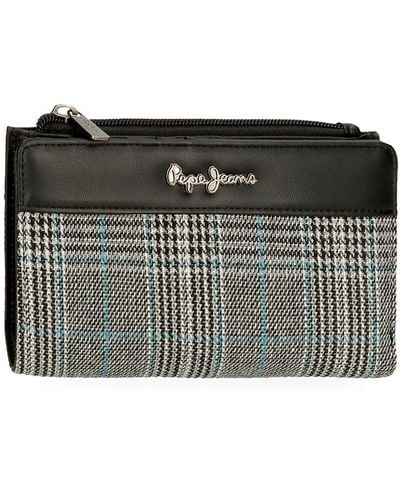 Pepe Jeans Kendra Wallet With Card Holder Black 19.5 X 10 X 2 Cm Polyester With Faux Leather Details - Metallic