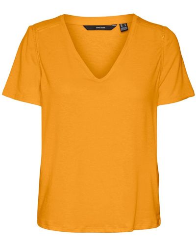 Vero Moda Vmmarijune Ss V-neck Top Jrs T-shirt - Orange