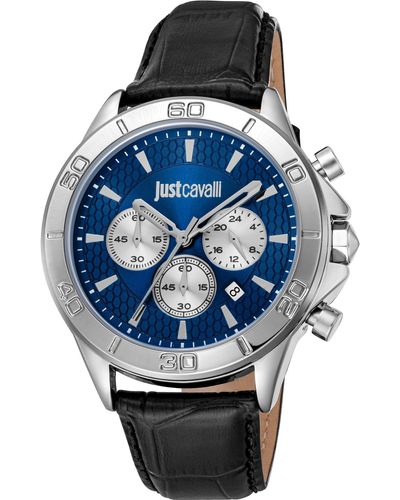 Just Cavalli Young Chrono JC1G261L0015 Armbanduhr Farbe: schwarzes Zifferblatt Blau Nacht - Grau