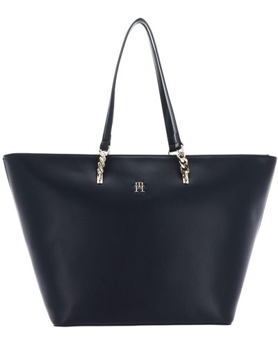 Tommy Hilfiger Th Refined Tote Space Blue - Blauw