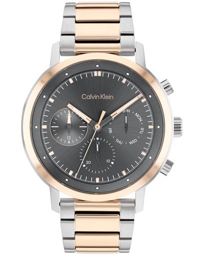 Calvin Klein Multifunction Two Tone Stainless Steel And Link Bracelet Watch - Multicolor