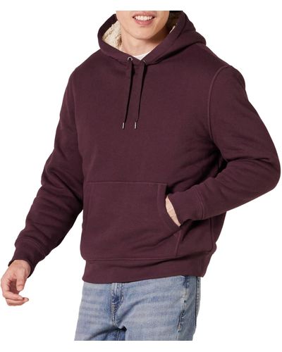 Amazon Essentials Sudadera con Capucha y Forro Sherpa Hombre - Rojo