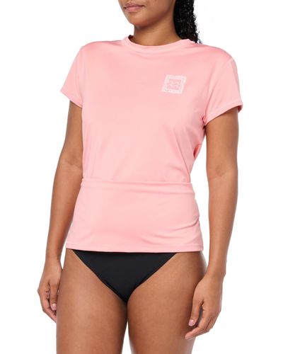 Billabong Core Sunday Surf Short Sleeve Rashguard Rash Guard Shirt - Pink