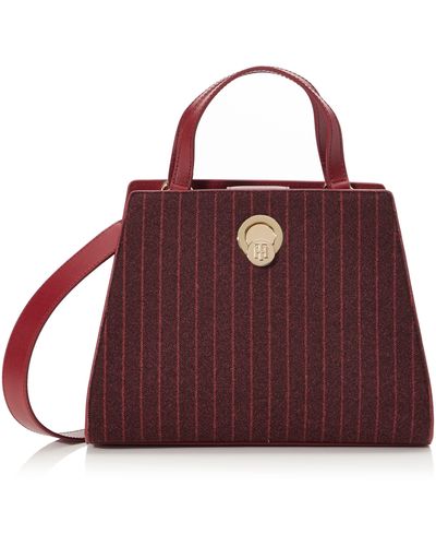 Tommy Hilfiger Th Chic Kleine Satchel Pinstripe - Paars