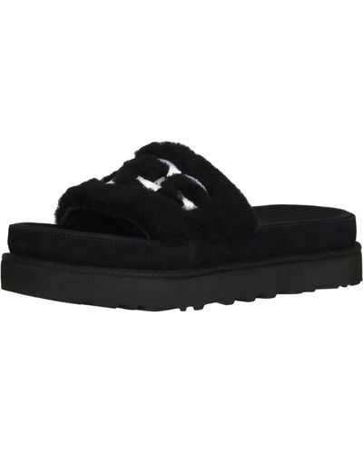 UGG Laton Fur Slide Sandal - Black