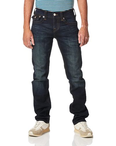 True Religion Ricky Low Rise Relaxed Fit Straight Leg Gesäß-Pattentaschen Jeans - Blau