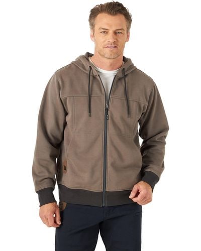 Wrangler Riggs Workwear Tough Layers Full Zip Work Hoodie Cotton Lightweight Jacket - Grey