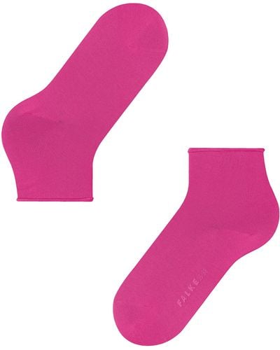 FALKE Cotton Touch Short Socks Low Cut Black White More Colours Thin Plain Without Pattern With Rolled Soft Tops For Summer Or Winter - Pink