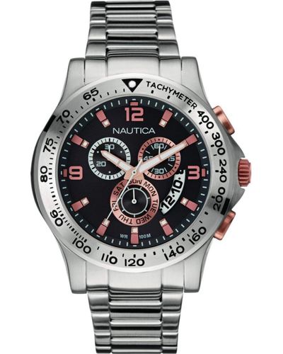 Nautica Chronograph Quarz Uhr mit Edelstahl Armband NAI22502G - Mehrfarbig
