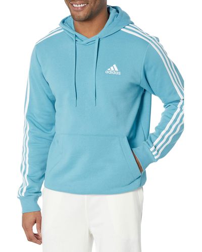 adidas Big Tall Essentials Fleece 3-stripes Pullover Hoodie - Blue