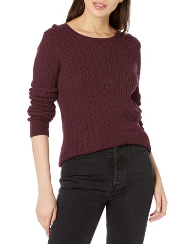 Amazon Essentials Lightweight Cable Crewneck Sweater Pullover-Sweaters - Viola