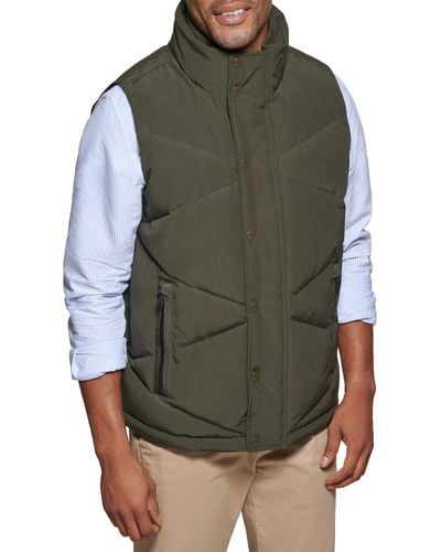 Tommy Hilfiger Diamond Quilted Stand Collar Vest - Green