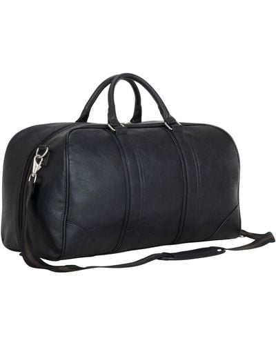 Ben Sherman 20" Travel Vegan Leather Weekender Carry-on Duffel Luggage/Gym Bag - Black
