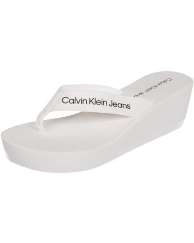 Calvin Klein Jeans Beach Sandal Monogram TPU s White Flip Flops-UK 5 / EU 38 - Nero